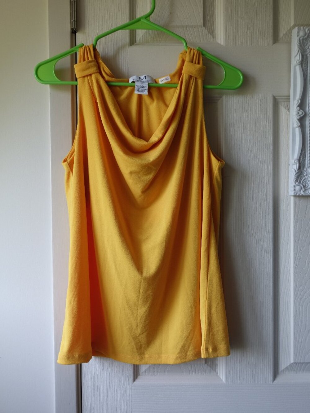 Magaschoni Yellow Draped Neck Sleeveless Top